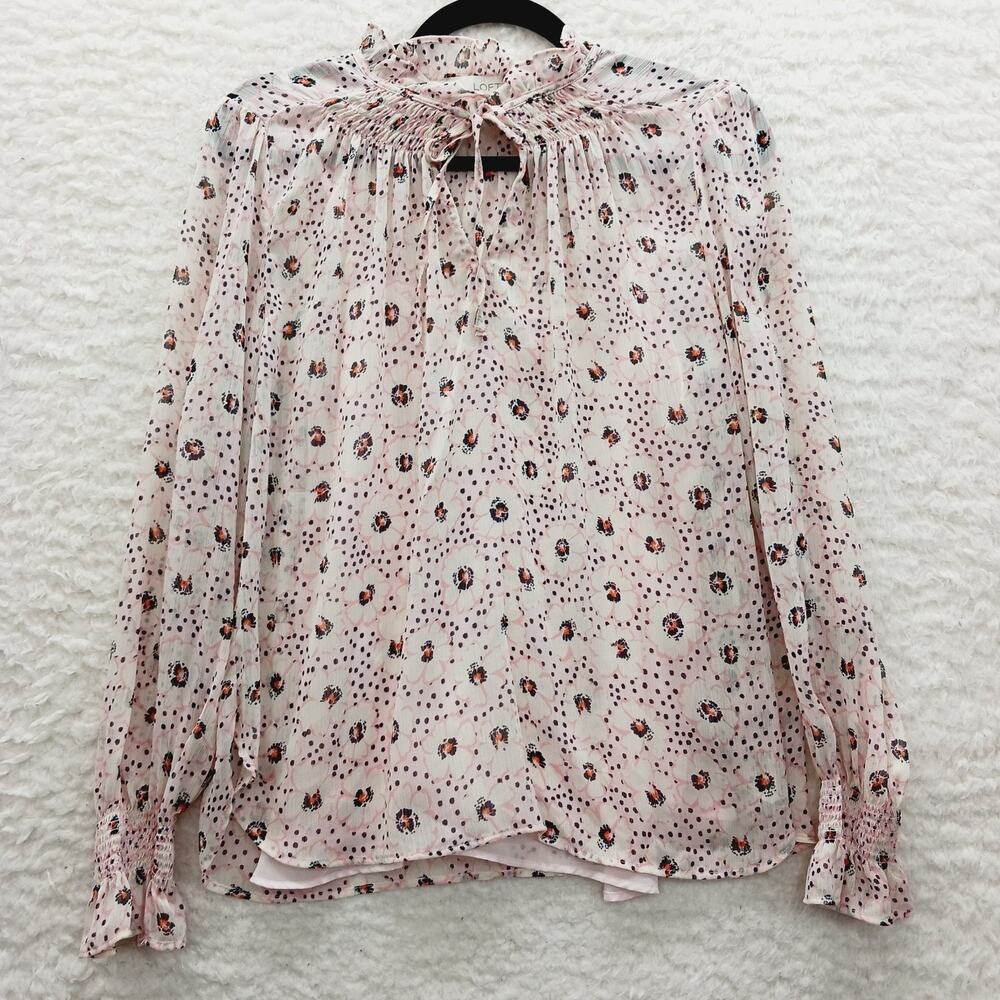 Blouse Pink Coral Smocked Set Lined Romantic Cottagecore Y2K Fairy Office Size M